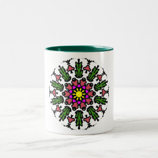 Taza Bicolor Florecimiento Geométrico Colorido