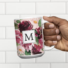 Taza Bicolor Flores acuáticas modernas monogramadas