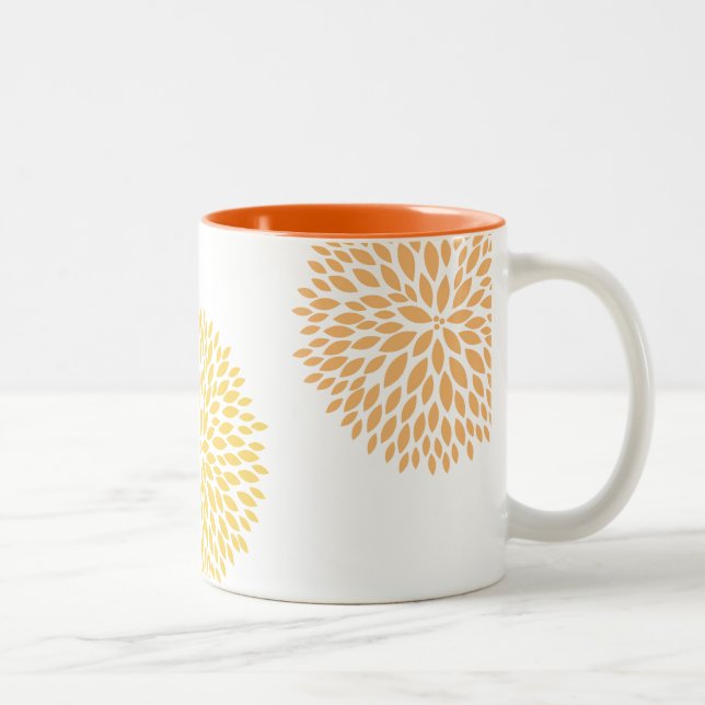 Taza Bicolor Flores amarillas naranjas (Derecha)