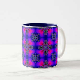Taza Bicolor Flores Artdeco en estilo retro