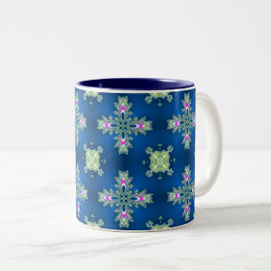 Taza Bicolor Flores artdeco en estilo retro