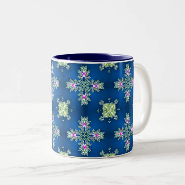 Taza Bicolor Flores artdeco en estilo retro (Anverso derecho)