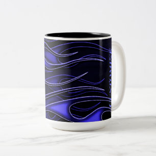 Taza Bicolor Flores azules personalizadas