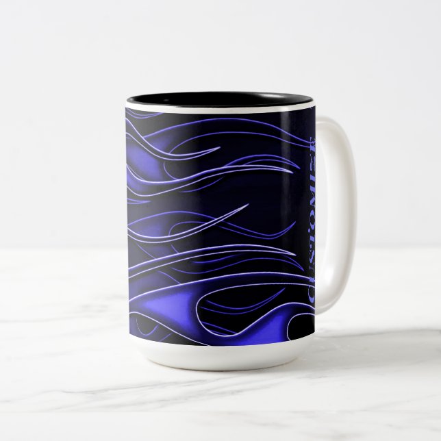 Taza Bicolor Flores azules personalizadas (Anverso derecho)