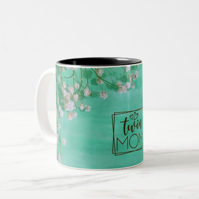 Taza Bicolor Flores blancas gemelas (Anverso izquierdo)