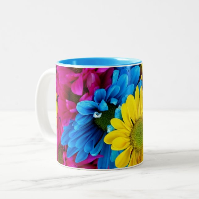 Taza Bicolor Flores Brillantes (Anverso izquierdo)