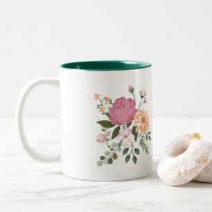 Taza Bicolor Flores de acuarela