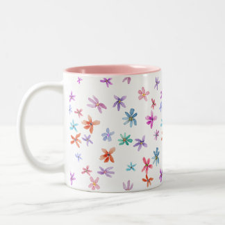 Taza Bicolor Flores de acuarela