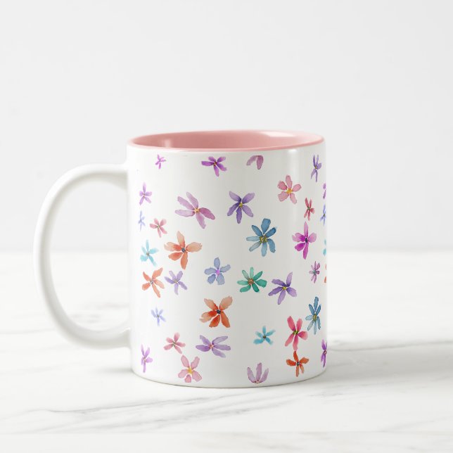 Taza Bicolor Flores de acuarela (Izquierda)
