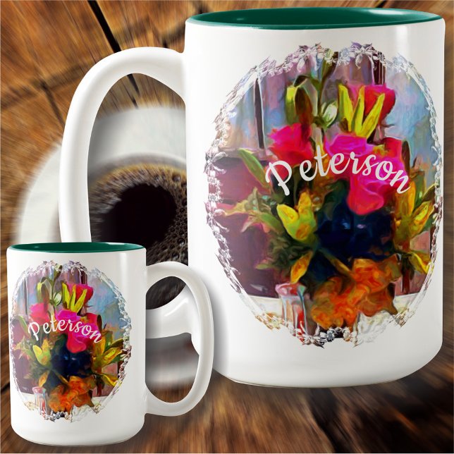 Taza Bicolor Flores de amor PM0001 (Subido por el creador)