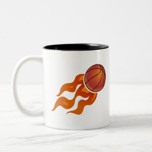 Taza Bicolor Flores de baloncesto