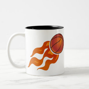 Taza Bicolor Flores de baloncesto