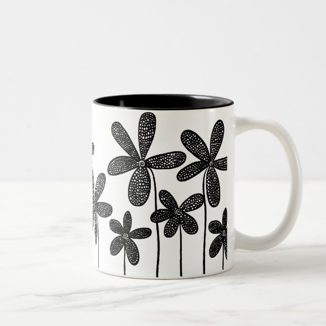 Taza Bicolor Flores de bonito - Blanco y negro (Derecha)