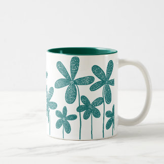 Taza Bicolor Flores de bonito - Verde cazador