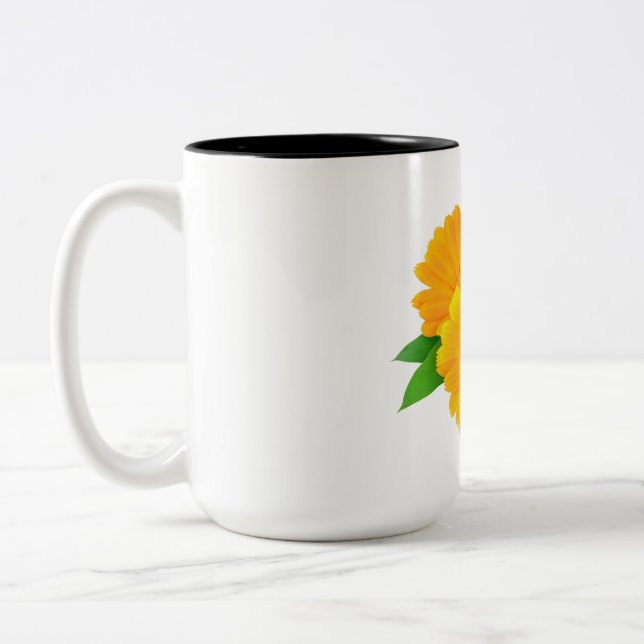 Taza Bicolor Flores de Calendula Arregladas (Izquierda)