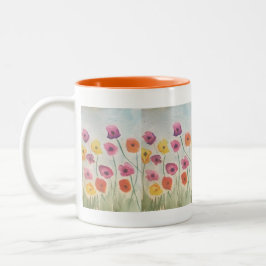 Taza Bicolor Flores de colores Deluxe Mug