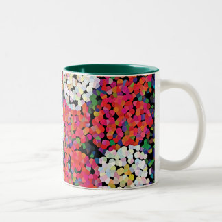 Taza Bicolor Flores de Cristal Rojo