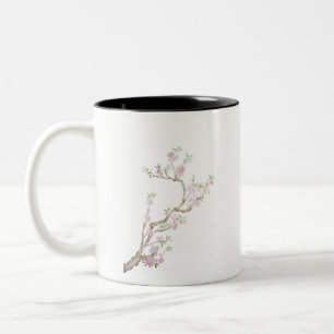 Taza Bicolor flores de durazno rosa