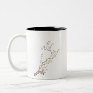 Taza Bicolor flores de durazno rosa