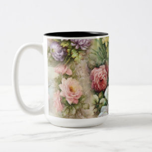 Taza Bicolor Flores de época