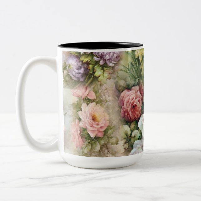 Taza Bicolor Flores de época (Izquierda)