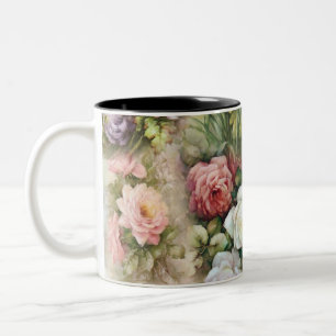 Taza Bicolor Flores de época