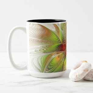 Taza Bicolor Flores de fantasía fractal blandas y tendientes
