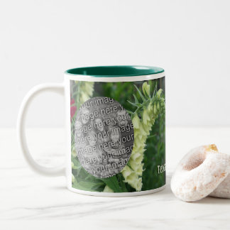 Taza Bicolor Flores de Foxglove Blancas Cremosas Añade Tu Foto