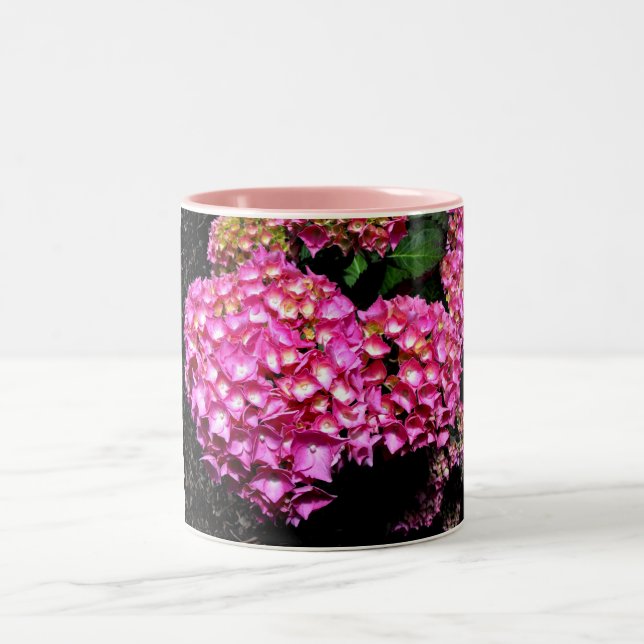 Taza Bicolor Flores de horangea rosada (Centro)