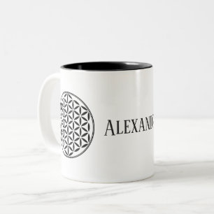 Taza Bicolor FLORES DE LA VIDA - Símbolo sagrado de geometría c