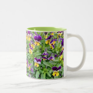 Taza Bicolor Flores de la viola en primavera