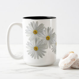 Taza Bicolor Flores de marguerita blanca