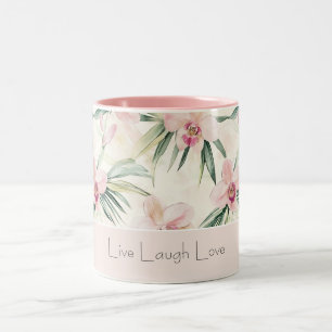Taza Bicolor Flores de orquídea rosa rubor verde amor