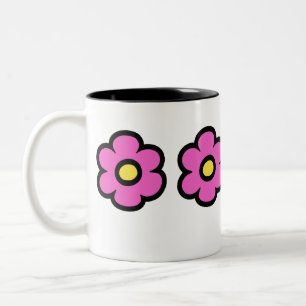 Taza Bicolor Flores de patrón de flores Groovy de los años 60