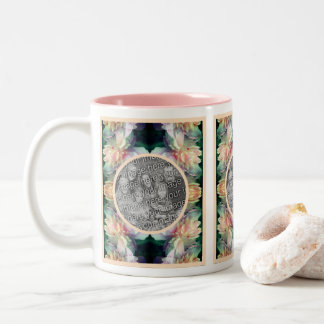 Taza Bicolor Flores De Peones Rosa Multiplicadas Añadir Tu Foto