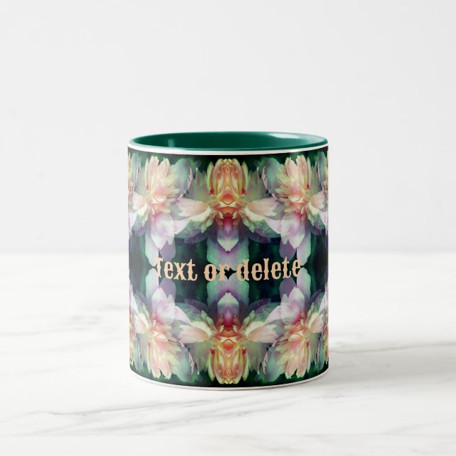 Taza Bicolor Flores de Peones Rosa Multiplicadas Personalizadas (Centro)