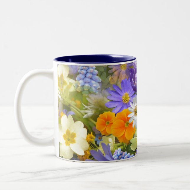Taza Bicolor Flores de primavera (Izquierda)