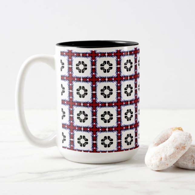 Taza Bicolor Flores de Rayas Suaves (Con donut)