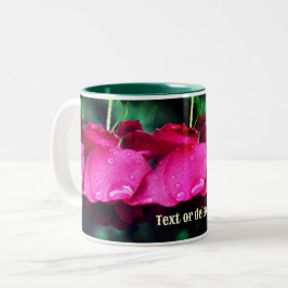Taza Bicolor Flores De Rosa Rojas Y Lluvias Personalizadas