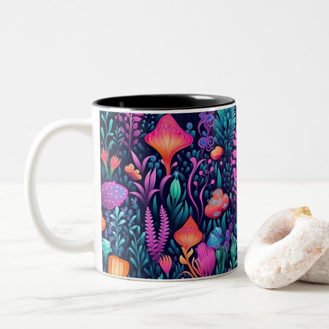 Taza Bicolor Flores del mar - Aqua Flora (Con donut)