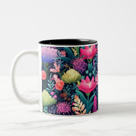 Taza Bicolor Flores del mar - Jardín de los fondos marinos