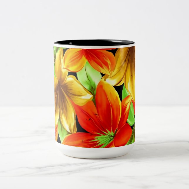 Taza Bicolor Flores del paraíso (Centro)