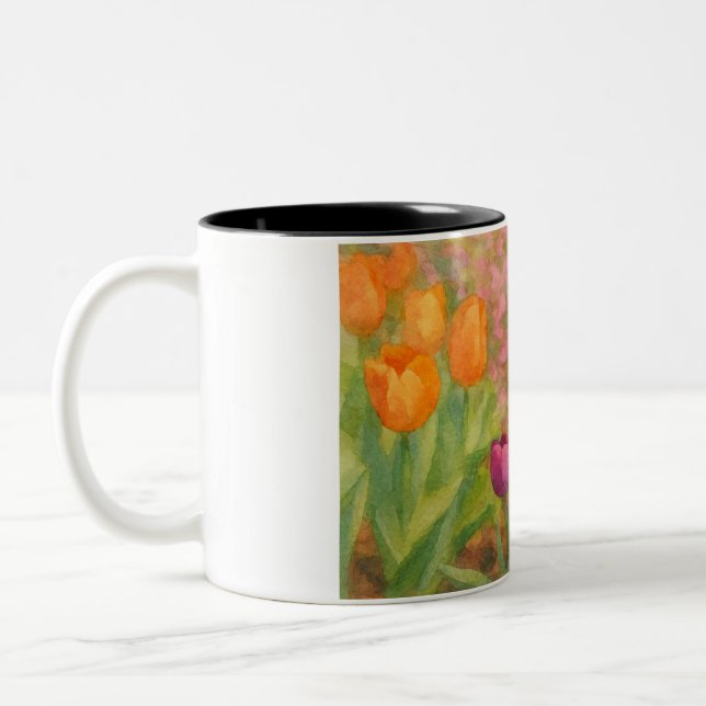 Taza Bicolor Flores en Acuarela (Izquierda)