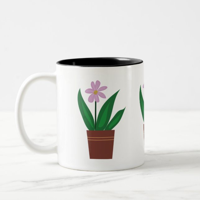Taza Bicolor Flores en una olla Mug (Izquierda)