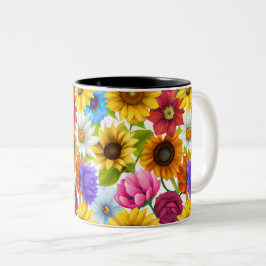 Taza Bicolor Flores grandes y audaces de color botánico