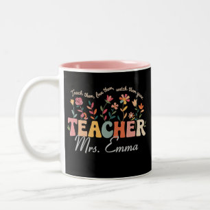 Taza Bicolor Flores Groovy Personalizadas Regalo Personalizado