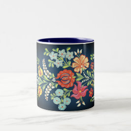 Taza Bicolor flores húngaras coloridas