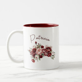 Taza Bicolor Flores modernas de Borgoña