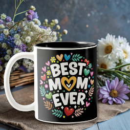 Taza Bicolor flores modernas mejor mamá que nunca