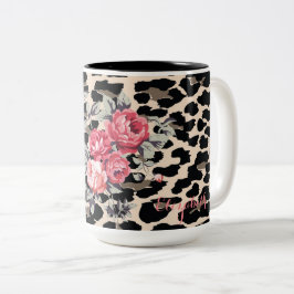 Taza Bicolor Flores Modernas Y Cuidadas En Leopard Print-Person